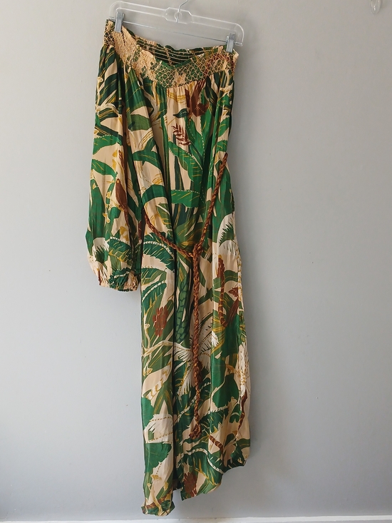 FARM Rio Pants - Farm Rio Women's Size Large One-Sleeve Printed Satin Crepe Jumpsuit Wide Leg